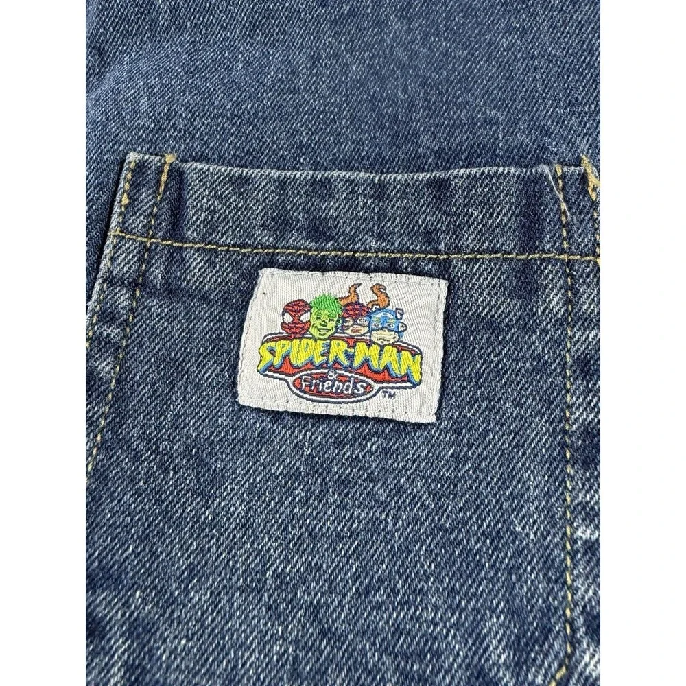 Vintage Marvel Spider-Man & Friends Overalls Sz 18M Embroidered Denim Wolverine